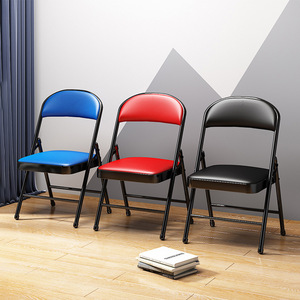 Silla plegable con patas y respaldo de metal para uso en el hogar y la oficina, asiento cómodo, diseño minimalista, estructura de acero - Product Image 2