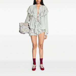 Jupe courte à volants Leduo personnalisée pour femme, en mélange de coton doux, taille élastique, mode quotidienne - Product Image 1