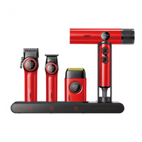 Kit de Barbería Profesional VGR 4 en 1, Combo USB 11000 RPM, Afeitadora de Barba, Recortadora de Cabello, Secador, Pantalla LCD, Juego Completo