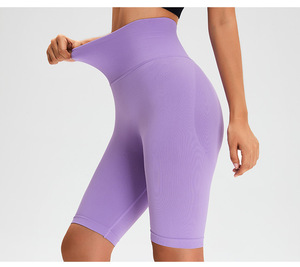 SHINBENE 8 "da donna senza cuciture fino al ginocchio a vita alta da Fitness con scricchiolatura da corsa per Yoga pantaloncini - Product Image 5