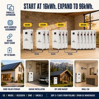 Produit Tendance 2027, Stock UE, Pack de batteries LiFePO4 16 kWh 48V 51.2V, Stockage d'énergie 17.5 kW, Batterie au lithium hors réseau 15 kW pour applications industrielle et agricole