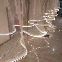 Lampu Langit-langit Pernikahan LEDA Elegan Bentuk S Tirai Kain Jaring Dapat Disesuaikan Ukuran Warna Strip LED Catu Daya AC Baru
