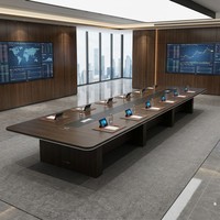 Table de réunion durable en MDF E1, mobilier de salle de réunion moderne pour cadres, avec boîtier de câbles intégré, grande table de conférence