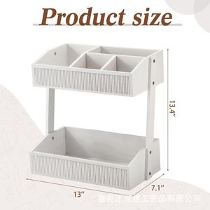 Wooden White Cutlery Storage Rack Double Layer Knife Fork Spoon Organizer For Table Kitchen Condiment Storage - Product Image 5