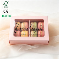 Boîte d'emballage en carton pour macarons, de qualité alimentaire, écologique, recyclable, avec fenêtre transparente et séparateurs, pour coffrets cadeaux de boulangerie