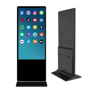 Écran tactile totem vertical Android de 32/43/49/55 pouces avec position debout au sol Kiosque de signalisation numérique et d'affichage publicitaire LCD