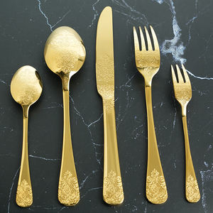 Glod Ensemble de Couverts de Luxe en Acier Inoxydable Design Pleine Fleur Vaisselle Ustensiles de Cuisine Élégants Couverts Exquises pour les Fêtes - Product Image 4