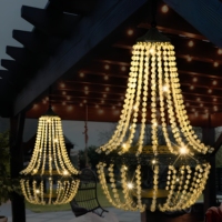 Lanterne solaire LED suspendue en cristal certifiée RoHS TSINYE, luminaire extérieur en métal, décoration de jardin, lumière blanc chaud