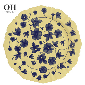 Service de vaisselle en porcelaine osseuse jaune vintage Ouhe, assiettes irrégulières pour location de mariage, vaisselle en céramique, vente en gros - Product Image 2