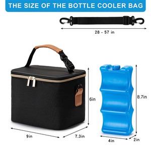 Bolsa Térmica para Leche Materna con Paquete de Hielo, Bolsa para Biberones con Correa para el Hombro, Bolsa Portátil Negra para Madres Lactantes - Product Image 3