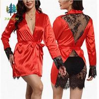 YZ Hochwertige Erwachsenen-Schlafbekleidung, Qualitäts-Satin-Bademantel, Sexy Babydoll im Latex-Design für Damen