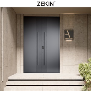 ZEKIN Modern Minimalist Single Double Glazed Aluminum <b>Plate</b> <b>Door</b> 3/4/5/6 Glass Panel Swing Hinged Sidelights for Front Entrance - Product Image 3