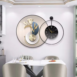 Moderno ristorante di lusso decorativo orologio da parete stile Art déco porcellana di cristallo appeso dipinto sfondo chiaro - Product Image 4