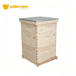 Caja de colmena de madera Golden Bear para 10 cuadros, con techo metálico, equipo de apicultura para abejas mieleras - Product Image 2