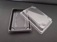 Conteneur à sushi en polystyrène PS de qualité alimentaire, jetable, rectangulaire, boîte à sushi à emporter avec couvercle transparent