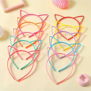 Accessoires de cheveux vierges de dessin animé mignon à prix abordable pour tous les âges conception coréenne en plastique couleur unie bandeaux d'oreille de chat pour les filles - Product Image 5