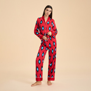 Nouvel ensemble de pyjama en satin thermique grande taille, manches longues, confortable, pour la maison, idéal pour les festivals culturels et les vacances - Product Image 4
