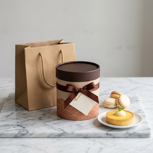 Luxury Rigid Cardboard Round Tube <b>Box</b> for Gourmet Macaron Pastry Dessert Packaging Custom Logo Wholesale - Product Image 1