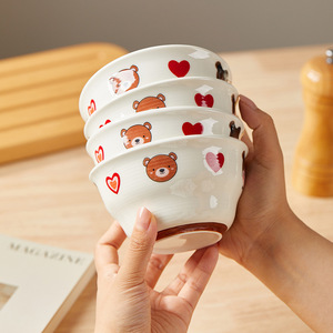 ชามข้าวพอร์ซเลนเคลือบใต้ผิวเคลือบ ใช้กับไมโครเวฟได้ เหมาะสำหรับเทศกาลมิตรภาพ ของใช้ในครัวเรือน ปี 2025 ใหม่ คุณภาพสูง ดีไซน์สร้างสรรค์ ลายการ์ตูน สวยงาม - Product Image 4