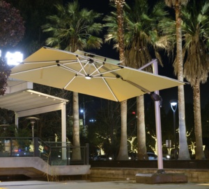 Parasol romain en aluminium avec éclairage LED solaire extérieur, nouveau design 3x3m, pour patio, jardin, ombrage, mobilier d'extérieur - Product Image 3