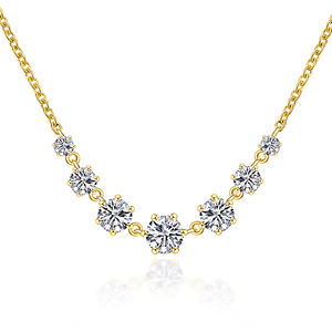 Tianyu Round Moissanite Wrap <b>Necklace</b> 925 Sterling <b>Silver</b> Plated with Gold Exquisite and Delicate Anniversary Gift - Product Image 1