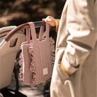 Ensemble multifonctionnel de 2 sacs à main pour maman, motif à carreaux, durable, pour les voyages en plein air, sac de rangement pour poussette, organisateur de poussette