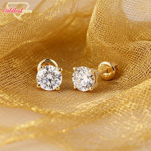 Boucles d'oreilles en diamant de laboratoire rond blanc de 2 carats IGI DEF VVS1 plaqué or jaune 14 carats Goldleafgem, bijoux pour femmes - Product Image 5