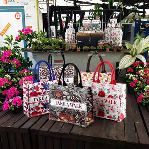 Bolsa de Mano de Lujo de Gran Capacidad, con Logotipo Personalizado en Serigrafía, Estilo Listón, de Lona de Algodón Orgánico, Reutilizable, para Regalos y Compras, Reciclable - Product Image 1