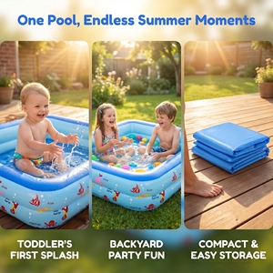 Piscina Inflable Rectangular para Niños, de PVC, Resistente y Ecológica, Ligera y Portátil para el Hogar, Marca Marazual - Product Image 3