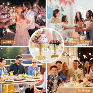 Set di 3 Alzatine per Torte in Metallo Dorato, Supporto Rotondo per Dessert, Cupcake, Pasticcini e <span class=keywords><strong>Caramelle</strong></span>, per Decorazioni da Tavola per Matrimoni e Feste di Compleanno - Product Image 6