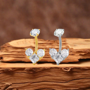 Anneau de nombril en titane, forme cœur, avec zircon, filetage interne, bijou de piercing tendance - Product Image 4