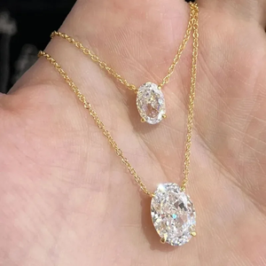Collar de Moda con Colgante Ovalado de Circonia Cúbica Chapado en Oro de 18K para Mujer, Joyería para Uso Diario - Product Image 1
