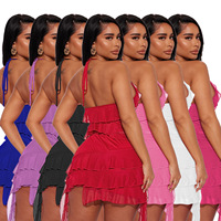 Ensemble deux pièces sexy pour femmes hauts courts à licou et mini robe moulante