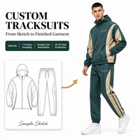 Ensemble de survêtement à capuche color block vert beige, veste zippée intégrale et pantalon, fabrication OEM, marque privée, vente en gros, vêtements de sport personnalisés