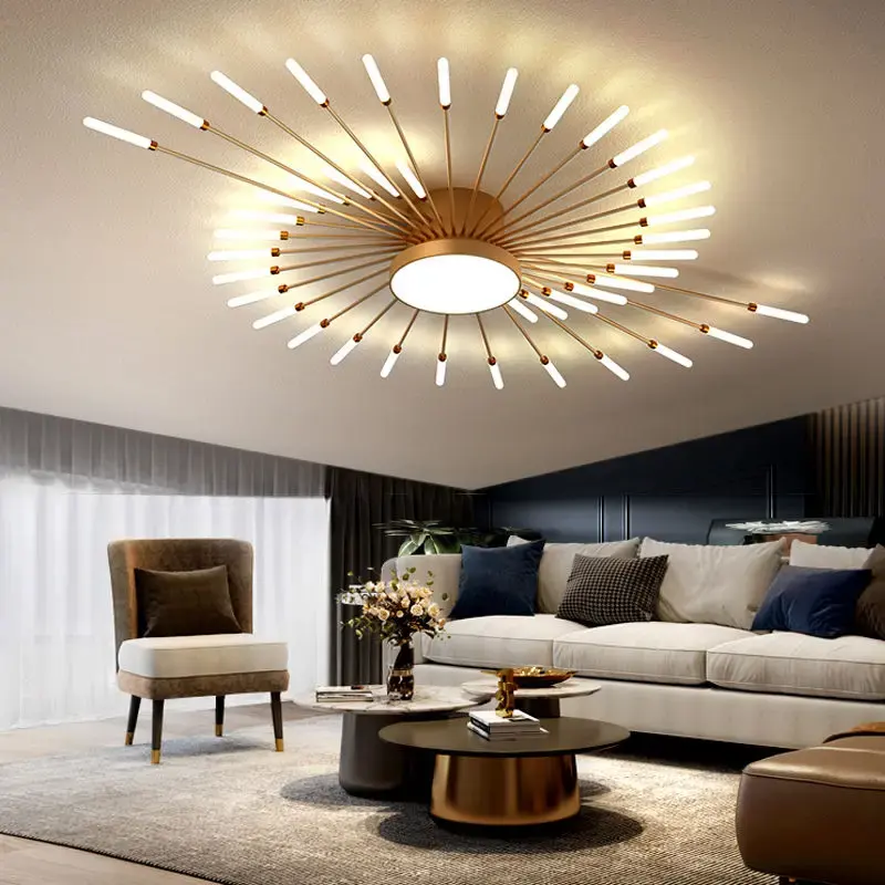 Lustre de style feu d'artifice créatif de luxe moderne plafonnier à LED pour la décoration intérieure de la maison