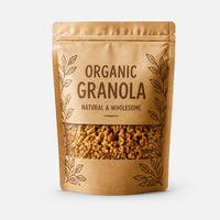 Pochette refermable personnalisée en papier kraft PE de qualité alimentaire, estampée à chaud, avec fenêtre transparente pour emballage alimentaire, faible coût