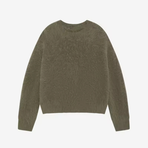 Fabricant de tricots Design personnalisé Logo Épaules tombantes Fuzzy Fluffy Alpaga Brossé Col Ras Du Cou Tricoté Pull Hommes - Product Image 5