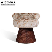 WISEMAX FURNITURE Meubles design, fauteuil en bois avec accoudoirs, tissu bouclé, fauteuil d'appoint, tabouret de coiffeuse, chaise de salle à manger