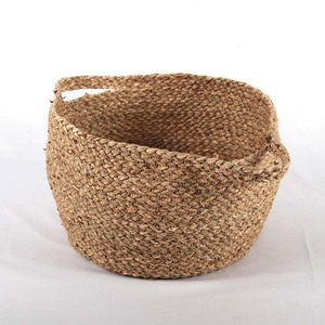 الجملة الطبيعي القش المواد الروطان مخصص الأعشاب البحرية جولة مفتوحة اليد المنسوجة النسيج سلة تخزين خشبية - Product Image 4