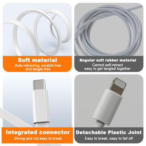 TKT 2026 PD สายชาร์จข้อมูล20W Type-C ไปยัง Type-C การถ่ายโอนความเร็วสูงสาย <span class=keywords><strong>USB</strong></span> แบบแบนสำหรับแล็ปท็อป/คอมพิวเตอร์ - Product Image 3