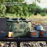Sac de rangement multifonctionnel en tissu Oxford imperméable pour camping en plein air, idéal pour pique-nique, vaisselle, réchaud et cartouche de gaz