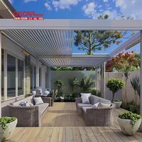 Couverture de patio électrique automatique persienne en aluminium étanche toit terrasse jardin balcon extérieur rétractable Pergola