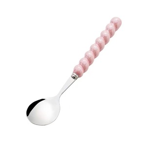 ช้อนสแตนเลสหุ้มมุกสีพื้น ช้อนขนมหวาน ใช้ในครัวเรือน - Product Image 5