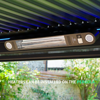 Pergola Bioclimatique Motorisée à Lames Orientables en Alliage d'Aluminium - Imperméable, Résistante au Vent, Thermolaquée, Facile à Assembler, Style Naturel Chinois