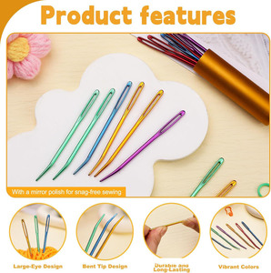 10 Agujas <span class=keywords><strong>de</strong></span> Tejer <span class=keywords><strong>de</strong></span> Ojo Grande, Accesorios <span class=keywords><strong>de</strong></span> Ganchillo, Agujas <span class=keywords><strong>de</strong></span> Aluminio para Tejer y Reparar Tapices - Product Image 5