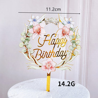 Alles Gute zum Geburtstag Gold Blume Acryl Cupcake Topper für verschiedene Party Jubiläum & Gebäck Dekorationen Kuchen Dekorieren Lieferungen