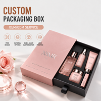 Boîte à tiroir coulissant en carton rigide rose de luxe avec insert pour emballage cadeau de parfum, de soins de la peau et de cosmétiques, avec logo personnalisé