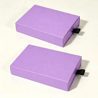 Boîte d'emballage de luxe violette avec tiroir, logo personnalisé, boîte cadeau en carton premium pour cosmétiques et masques de nuit en soie