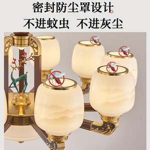 Modern Chinese Style Chandelier Solid Wood Enamel Finish Multi Head Led <b>Light</b> For Living Room Teahouse Dining Room - Product Image 5