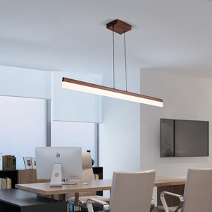 SKD Sunsir noir noyer couleur linéaire suspension moderne grain de bois métal plafond suspension lampe minimaliste LED suspension - Product Image 3